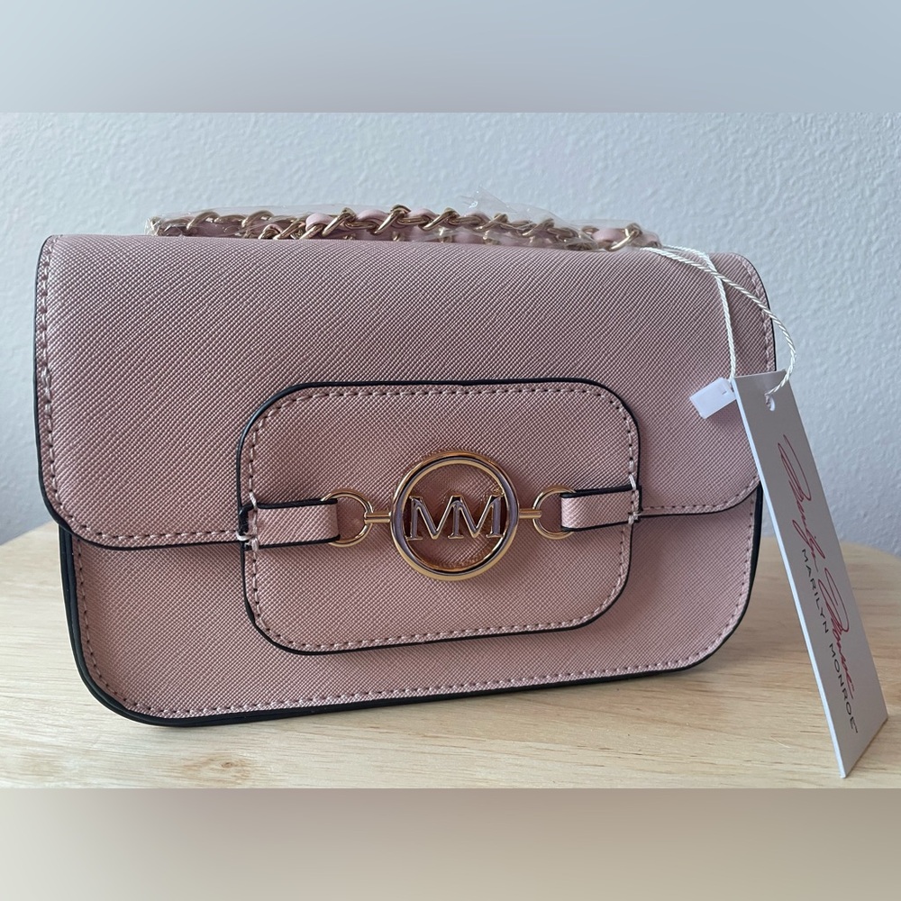 Marilyn Monroe Blush Pink Crossbody with Gold MM Emblem